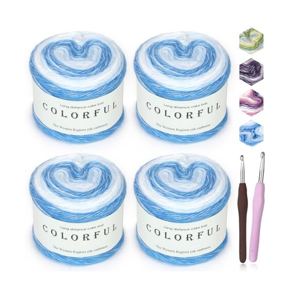 Katech Yarn for Crocheting-Gradient Cake Yarn-4x100g 60% Cotton 30% Acrylic