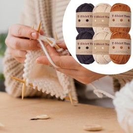 YIJU Knitting Yarn Set 6Pcs T-shirt Yarn Elastic Crocheting Projects Chunky Yarn Spaghetti Yarn for Bags Throw Blanket Crochet Carpets Home Decor, Set A