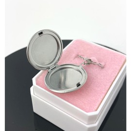 Collar Relicario para Fotos de Acero Inoxidable, Joyería para Regalo (Plateado)