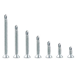 Pack of 270 Self-Drilling Screws, M4.2 Galvanised Steel Flat Head Drilling Screws Mounting Classification Set, Used for Thin Metal/Wood Plastics, etc. (13/16/19/25/32/38/50 mm)