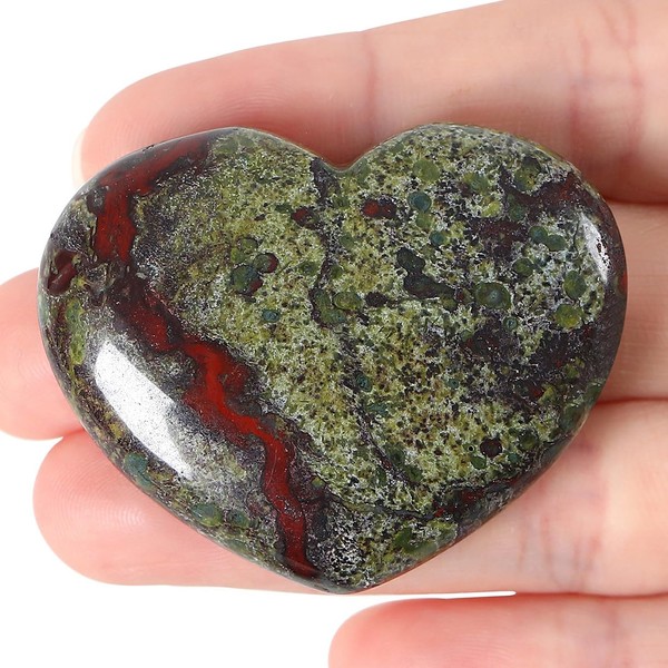 XIANNVXI 45mm 1.8" Bloodstone Crystal Heart Stone Natural Crystal Gemstone