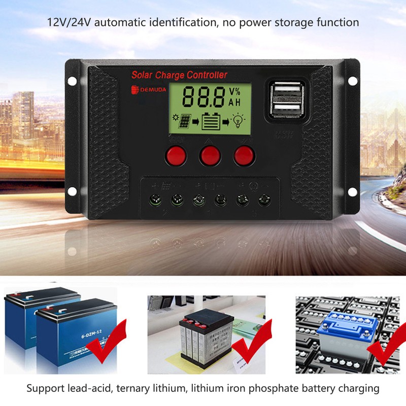 PWM LCD Solar Charge Controller 12V 24V 10A Battery Charge