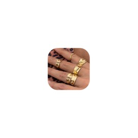 Chunky Gold Ring Set for Women – Stackable Statement Thumb Rings, Bold Fashion Jewelry