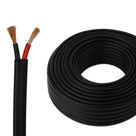 Automotive Flat Twin 2 Core Cable 12V/24V Thin Wall Wire for Auto Boat 25Amp, 2mm² (5M Coil)