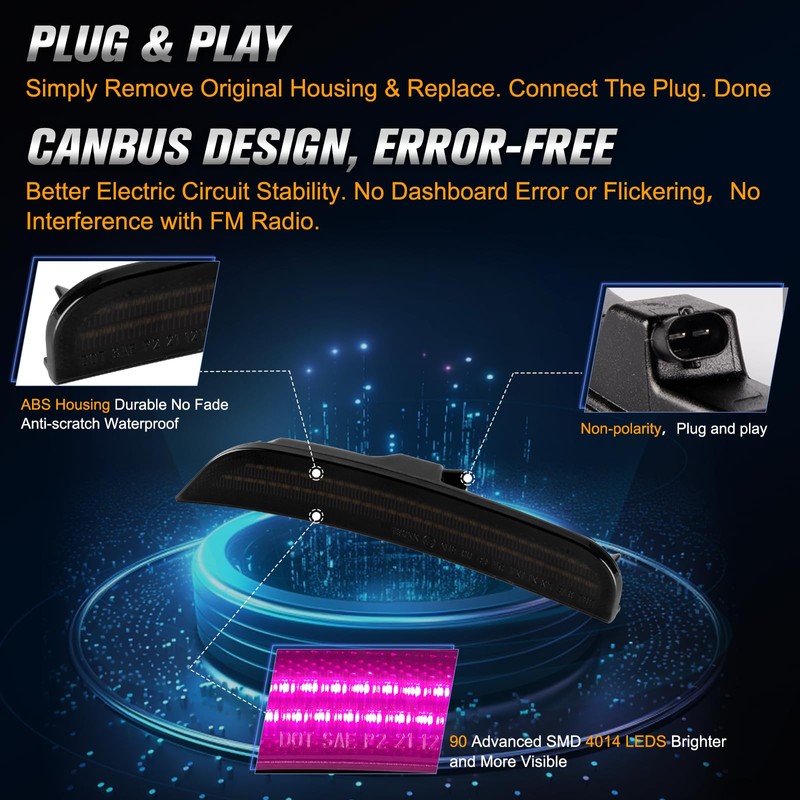 POPMOTORZ Front Rear Fender LED Side Marker Lights Compatible With