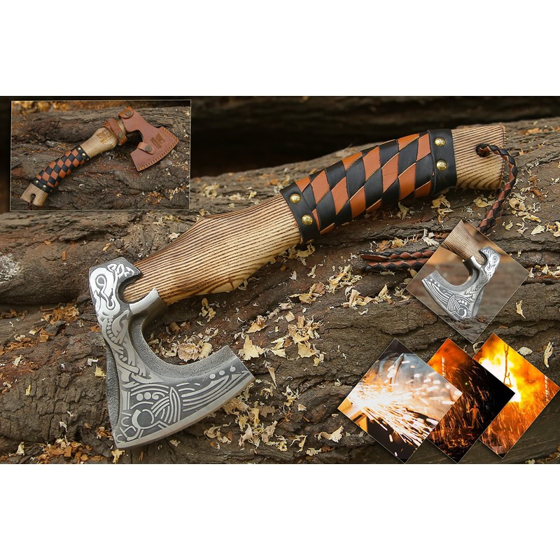 QEPAA CRAFTS 13” Inch Valhalla Axe – Carbon Steel Viking