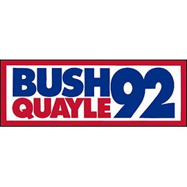 Bush Quayle 92 Vintage Bumper Sticker (Former Elect President George dan 1992 Vinyl Decal (3 x 8 inch)