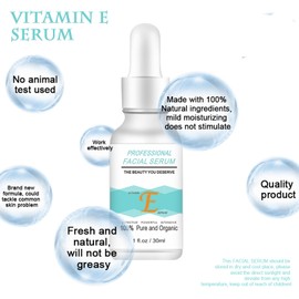 Eazerom 02 Vitamin E Serum mit Hyaluronsäure für Gesicht,30ml Brightening & Hydrating Facial Serum for Fine Lines,Anti Aging Serum,Anti-Aging Gesichtspflege-Feuchtigkeitscreme