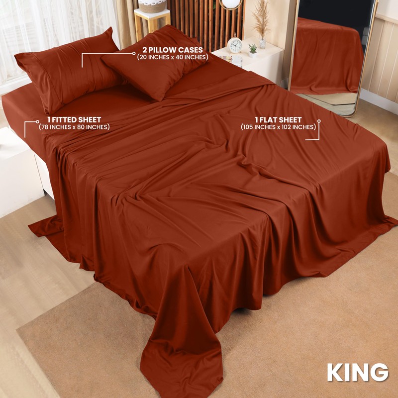 Utopia Bedding King Sheet Set – 4 Piece Bed Sheets