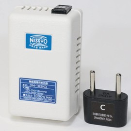 Nissho Kogyo Transformer, For Overseas Travel, Heat Appliances, AC 110 V - AC 130 V (50/60 Hz) AC220 V - AC 240 V (60 Hz) → AC 100 V 1000 W DM-102KD White Type