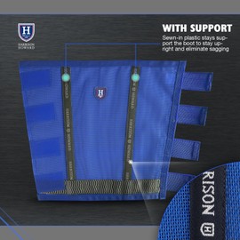 Harrison Howard Loose-Fitting Horse Fly Boots UV-Protective Breathable Fine Mesh Leggins Comfortable Fly Boots with Reflective Strips for Extra Safety (Set of 4) Signature Blue Cob (Medium)
