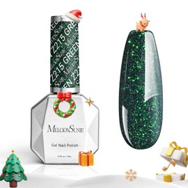 MelodySusie Thick Green Glitter Gel Nail Polish,0.5 Fl Oz Soak Off UV LED Christmas Green Glitter Gel Polish Gift for Women Nail Art Manicure Salon DIY Nail Design Decoration at Home-z215