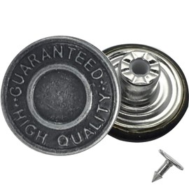 Trimming Shop 8 x Jeans Stud Buttons 17mm Wide Gun Metal Colour, Replacement for Missing Buttons on Jeans, Jackets, Clothes