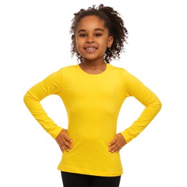 Lovetti Girls Basic Long Sleeve Shirts Turkish Cotton Round Neck Toddler Active Crew Fashion Clothes Tshirt (as1, Age, 4_Years, Freesia Yellow)