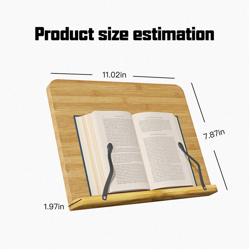 Book Stand for Reading,Wooden Book Holders for Reading Hands Free,Adjustable