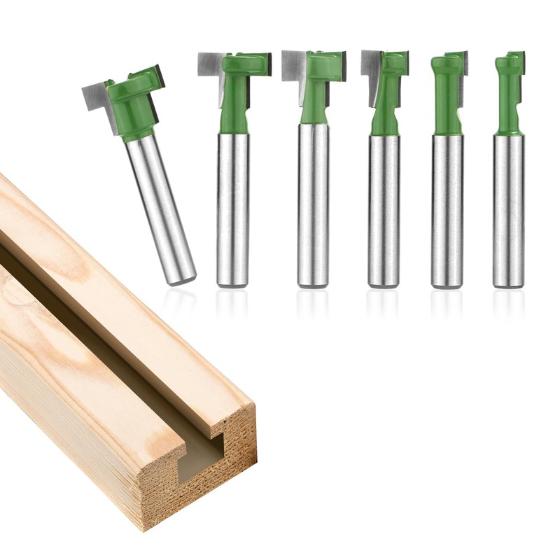 6pcs Keyhole Router Bits Set, 1/4in Shank T Slot Cutter