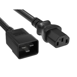 CableLeader 4ft IEC320 C20 to C13 Power Cord, 14AWG, 15A/250V, SJT, Power Extension Cord for PDUs, UPS Systems, Servers, Computer, Monitor & More, UL Listed, Black