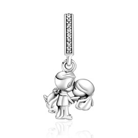 VALGACLS Married Couple Charm Wedding Charms 925 Sterling Silver Charms for Bracelets Necklace Valentine's Day Anniversary charms for Women