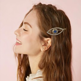 4 Pcs Evil Eye Hair Clips Vintage Bling Gold Silver Rhinestones Hair Clip Blue Devil Eye Hairpin Hair Accessories for Women