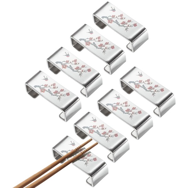 uxcell 8pcs 304 Stainless Steel Chopstick Rest, Plum Blossom Flat
