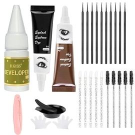 RKISSBEAUTY (Black and Brown) Eyebrow and Eyelash Color Kit - Instant Effects/Home or Salon Use/Up to 8 Applications/with Brush/Safe & Easy to Use