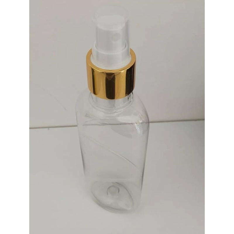 Meliars Botella Pet Oval 125 Ml Con Atomizador Dorado (10