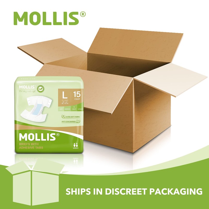 MOLLIS Adult Diapers for Women and Men, Unisex Disposable Incontinence
