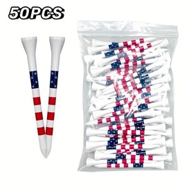 American Flag Style Pattern Golf Tee, Summer Gifts, 50pcs/set Portable Simple Durable Golf Tee, Ball Sports Equipment for Indoor Outdoor Use, Golf Accessories, Boyfriend Gift, Golf Accessories:_Multicolor_2.75in