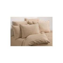 Crystal Trading 4-Piece Bed Sheet Set - Dobby Stripe - 100% Cotton Sateen - 400 Thread Count (Full, Ivory)