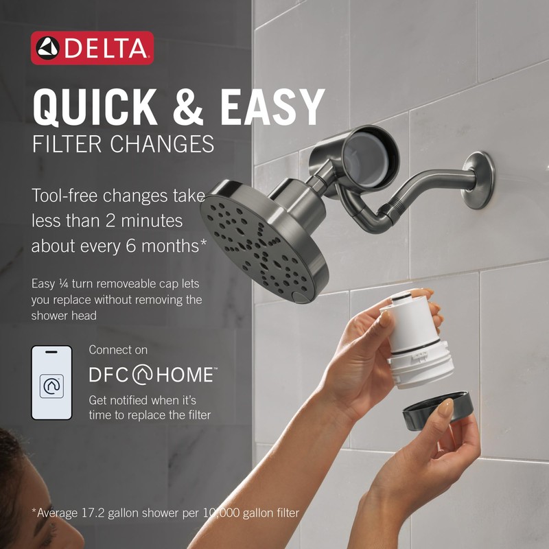 Delta Faucet Clarifi Premium Shower Filter Attachment with Filter, Hard