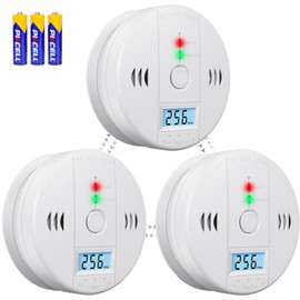 3 Pcs Carbon Monoxide Detectors, CO Detector, Carbon Monoxide Alarm Battery Powered with LCD Display, CO Alarm Carbon Monoxide Detector for Home (Batteries Included)