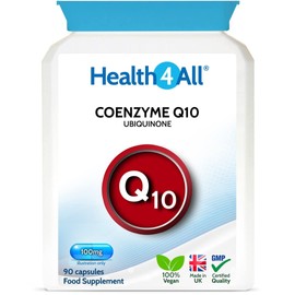 CoQ10 100mg 90 Capsules (V) Vegan Pure Grade CoEnzyme Q10 Capsules (not Tablets). Made in The UK by Health4All.