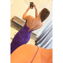 Long Prom Dress Sleeveless Cocktail Dresses Split Formal Evening Gowns Sequin Prom Gown Black US12