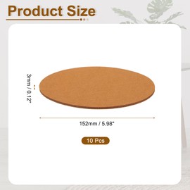 uxcell Round Felt Furniture Pads, 10Pcs 6" Dia x 0.12" Thick Adhesive Backed Felt Non-Slip Anti-Scratch Felt Pads Chair Leg Protectors for Protecting Hardwood Floor, Light Brown