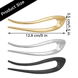 3Pcs French Hair Pins for Thick Hair U-Shaped French Pin for Buns Metal Twist Hair Sticks Large Vintage Hair Forks Chignon Hair Styling Accessories for Women
