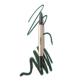 ICONIC LONDON Smokey Eye Duo Eyeliner | Creamy, Easy to Blend 2-in-1 Eyeliner Crayon, Water Resistant, Cruelty Free, Vegan Makeup (Juniper Green) 0.027 oz
