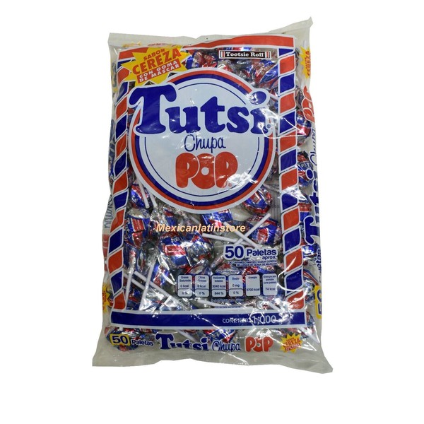 50-pc Tutsi Chupa Pop Cherry flavor with gum center Net wt 2-lb -6oz