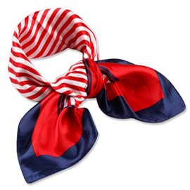 Neck Square Scarf Cool Silk Feel Red White Blue Bandana Women Ladies Stewardess Hand Head Handbag Multiuse