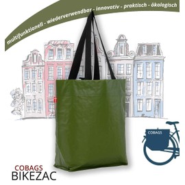 BikeZac 2.0 by Cobags | Bicycle Bag Clip-On Shopping Bag | Bicycle Shopping Bag | Pannier Rack Bag | Shopping Trolley Bag | Reusable | Recycling Bag (Cobags Simply Green)