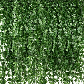 Yuxung 100 Pcs 722ft Fake Vines Fake Ivy Leaves Artificial Ivy Garland Greenery Vines for Bedroom Hanging Plants for Wedding Garden Home Wall Jungle Themed Party Decorations