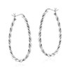 Dynamic Twisted Oval Hoops .925 Sterling Silver V-Lock Hoop Earrings