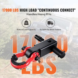 Happybuy 2" Hitch Receiver Shackle - 66000 lbs Capacity, D Ring & Lock Pin for Vehicle Salvage