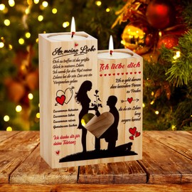 Oppakou Jahrestag Geschenk für Ihn Sie, Kerzenständer mit Ich Liebe Dich Geschenke für Männer Frauen, Hochzeitstag Geschenke für Freundin Paare Ehefrau, Partner Geschenke