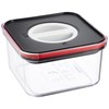 Pearl Metal HB-4484 Storage Container, Black x Red, 0.6 L