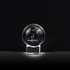 YQ 3D Elk Crystal Ball,Crystal Ball with Free Clear Stand, Deer Paperweight Ball for Birthday Home Office Decor(50mm)