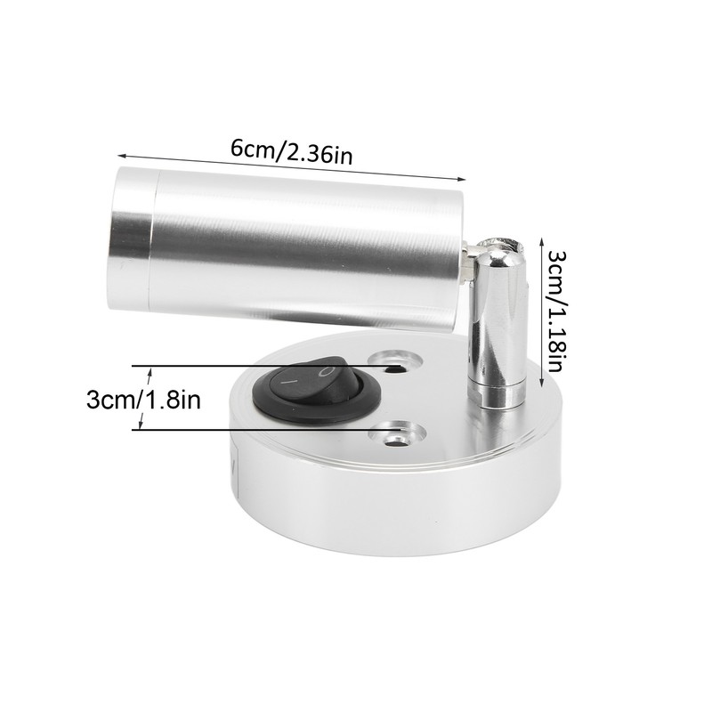 12‑24V 3W LED Reading Light Bedroom Bedside Lamp Chrome Aluminum