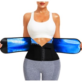 LMCOB Sauna Waist Trainer for Women Waist Trimmer Corset for Stomach Wrap Workout Belly Belt Band Zipper Boday Shaper Band Sports Girdle Sauna Suits(LY4005-01-L)