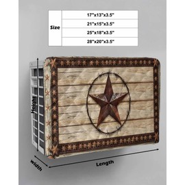 Texas Star Brown Indoor Air Conditioner Covers, Country Star Rustic Window AC Unit Cover with Drawstring Double Insulation, Vintage Wooden Waterproof Air Conditioner Covers for Inside 25Lx18Hx3.5D