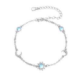 POPLYKE Infinity/Cross Opal/Sun Moon/Tennis/Bracelet/Key for Women Sterling Silver Blue Bracelet Jewellery Gifts for Friends Sister 7 + 2 Inches, Sterling Silver, Cubic Zirconia