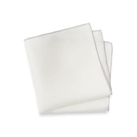 Paul Fredrick Men's Solid Silk Pocket Square White One Size